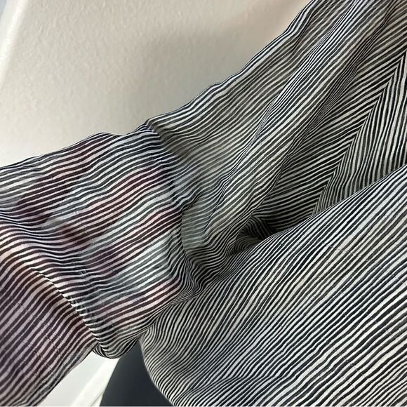 Shamask Silk Long Sleeve striped lined tunic Blouse size 10 - Picture 8 of 11